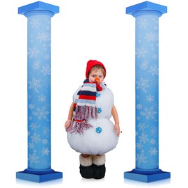 Geelin 2 Pcs 6 ft 3D Wonderland Snowflake Column Stand-up Cardboard Cutout Life Size Winter Wonderland Prom Party Decor Backdrop Photo Prop Stand up Cardboard Snowy Party Standup Cutout