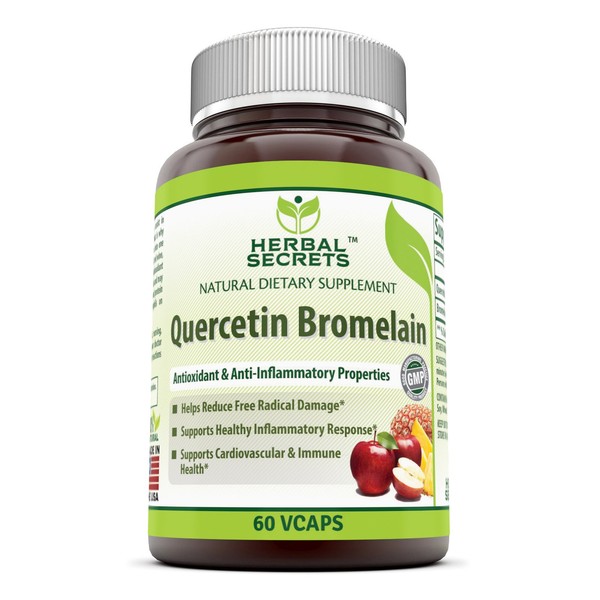 Herbal Secrets Quercetin 800mg with Bromelain 165mg, 60 Veggie Capsules Supplement | Non-GMO | Gluten Free | Made in USA | Ideal for Vegetarians
