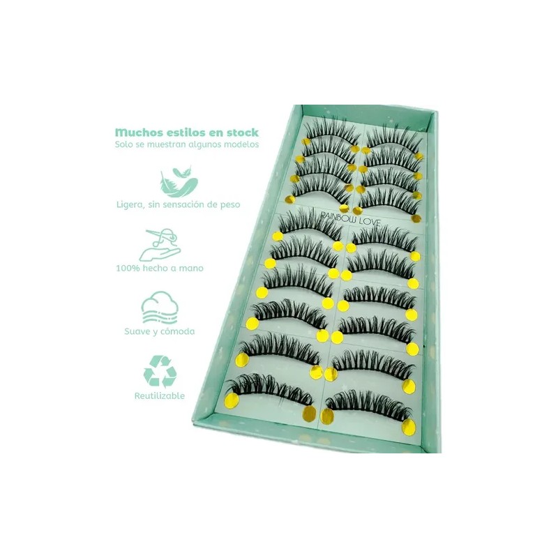 Pestañas Postizas de Mink Sintético Curvatura C, Pack de 20