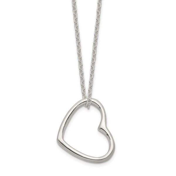 Solid 925 Sterling Silver Heart 14 in with 2 in