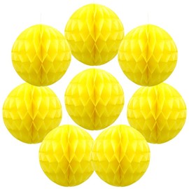 Yosawa 8 Pcs Paper Honeycomb Balls Party Honeycomb Balls Decoration Paper Flower Balls for Wedding Birthday Baby Shower Baby Girl Room Nursery Decoration（Yellow/Q）