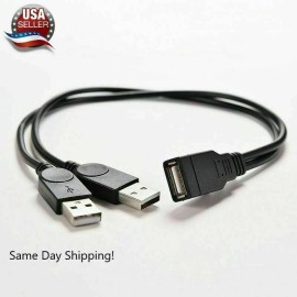 Unbranded USB 2.0 Female to 2 Dual USB Male Power Adapter Y Splitter Cable Cord Connector