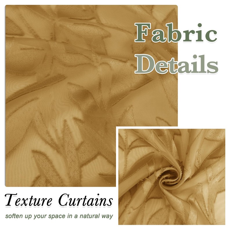 Lecloud Leia Dark Gold Sheer Valance for Windows 14 Inch
