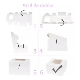 Pack De 50 Mini Cajas Para Pasteles Con Ventana Y Etiquetas Cartón Alimentario Blanco De 10x10x6.5 Cm Para Regalos Y Donas