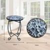 LIFFY Outdoor Side Table,12" Round Ceramic Tile Tabletop Accent Table