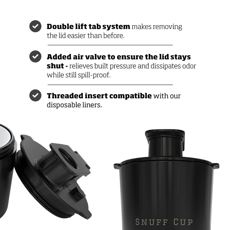 Snuff Cup Pro Spittoon with Discreet Storage Fits Up to