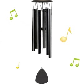 32 Inch Large Aluminium Wind Chimes Chimes Memorial Angel Chimes Gifts with 6 Heavy Tubes for Outside Deep Tone Wind Chimes for Patio Backyard Garden and Outdoor Decor Memorial (Black)