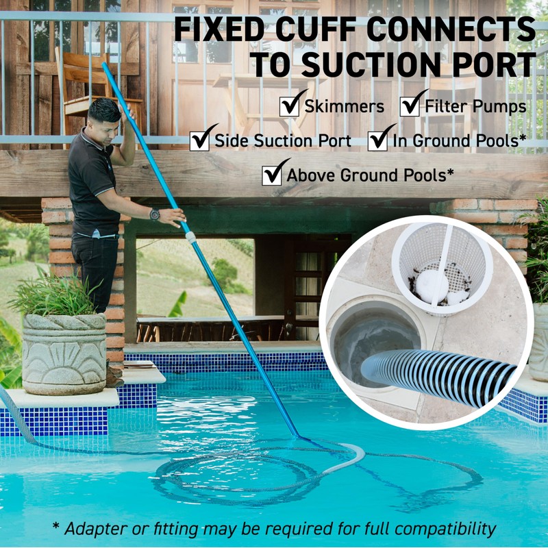Swimming Pool Vacuum Hose 1-1/2" x 50-Ft, Swivel Cuff Kinkproof