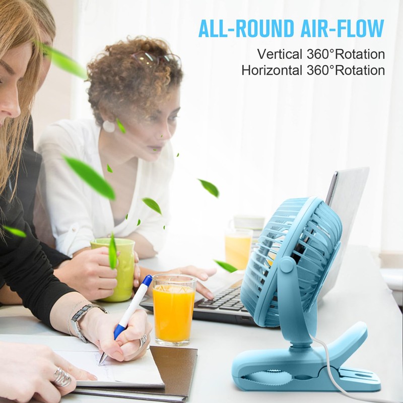 BESKAR Clip on Fan, Portable Small Desk Fans with Strong