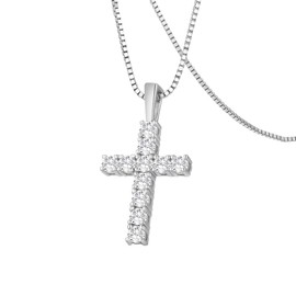Moissanite Cross Necklace 0.7ct Carisma, 925 sterling silver
