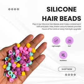 Honey Beedzz (Multi Colour) 100pcs Mini, Soft, Noiseless, Durable Silicone Hair Beads for Braids. Perfect Hair Accessories for Kids and Adults