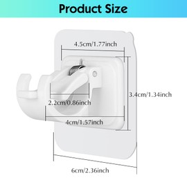 Ysimple Pack of 6 Nail-Free Adjustable Rod Holders, Curtain Hooks Holder, Curtain Rod Holder, Curtain Hook Holder for Living Room, Bathroom, Bedroom (White)