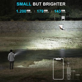 WUBEN C3 Flashlight 1200 High Lumens Rechargeable Flashlights 6 Modes Super Bright IP68 LED Tactical Flashlight for Camping, Home, Emergenc, Inspection, Repair, Tool Gifts for Men(Khaki)