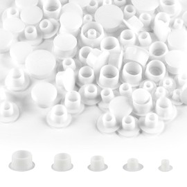 LOGJAM 300 Pcs 5 Size Plastic Hole Plugs Cover, 1/5" 1/4" 5/16" 3/8" 1/2" Round Hole Plug, Screw Caps for Furniture Cabinet