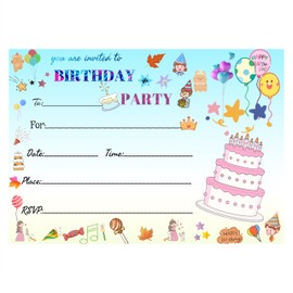 30 Pack Birthday Party Invitation Cards, Perfect for Kids, Adults, and All Celebrations,4.72 x 6.69 Inches (Cartoon)