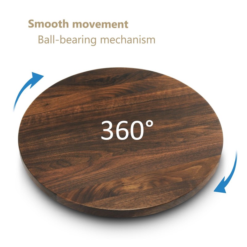 MAGIGO 15 Inches Black Walnut Wood Lazy Susan, Solid Wooden
