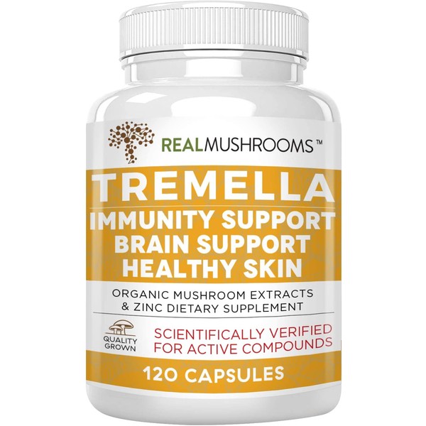 Tremella Mushroom Extract, Mushroom Supplement for Immunity Support, Brain Support and Healthy Skin, Vegan and Non-GMO (120 Caps)