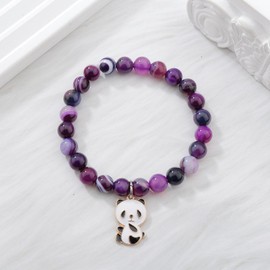 MollyQueen Cute Panda Bracelet Panda Gifts for Women Panda Stuff Panda Gifts Panda Charm Jewelry for Women Animal Lovers (Purple Panda Bracelet)