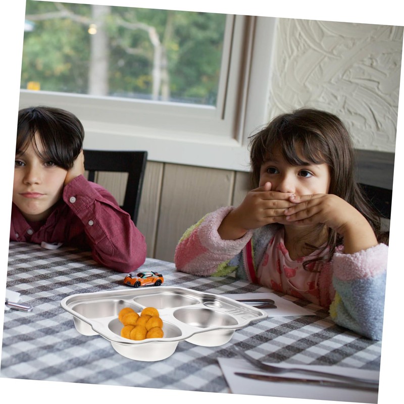 Ciieeo Stainless Steel Dinner Plate Compartment Children's Plate for Family