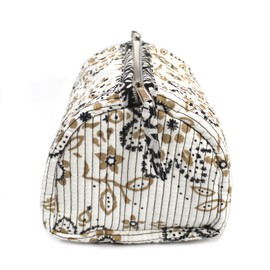 INDIAN CRAFT CASTLE ICC Toiletry Bag Water-resistant Makeup Cosmetic Bag, Full Sized Container, Portable Makeup Organizer, Cosmetic Holder Bag Travel Organizer for Women and Men, Beige, M, Quilted