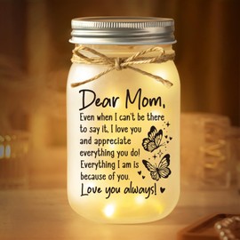 Shqiueos Mom Gifts Mason Jar Night Light, Birthday Gifts for Mom from Daughter, Son, Kids, Mothers Day Gifts for Mom, Mama, Sentimental Long Distance Christmas Gifts for Mom Home Decoration