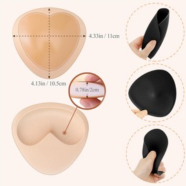 3 Pairs of Bra Inserts Push Up, Bra Inserts, Push Up Pads, Bra Pads, Removable Sports Bra Pads, Used for Swimwear and Bikinis, Tri-Angle Shape, Black and Beige