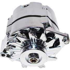 Unbranded SBC BBC GM CHEVY Chrome 110 Amp Alternator with 1 Wire Setup 283 350 400 396 454