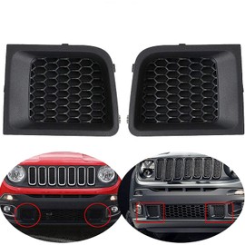 Front Bumper Grille Insert Bezel Cover Replacement (LH + RH) for Jeep Renegade 2015-2018 Sport Latitude Trailhawk Limited,Black Bumper Grille Insert (1 Pair)