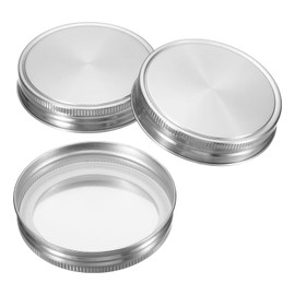 PATIKIL 86mm Wide Mouth Stainless Steel Mason Jar Lids, 1Set/3 Pack Canning Jars Caps with Silicone Sealing Ring for Kitchen Storage