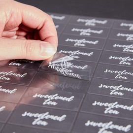 Label Tek Plastic Sweetened Tea Label - Clear with White Font, Water-Resistant - 2" x 1" - 100 Count Box - Restaurantware
