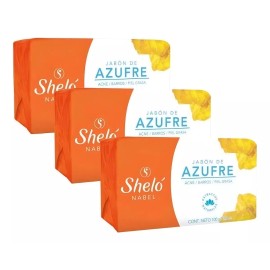 Sheló Nabel 3 Piezas Jabón De Azufre Shelo Nabel 100 Gramos Piel Grasa