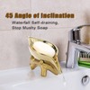 JUXYES Ceramic Soap Dish Holder Self Draining, Unique Waterfall Soap