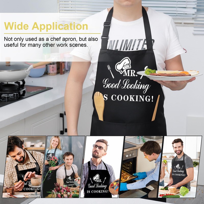 Xialvyu Funny Aprons for Men, MR Good Looking is Cooking,