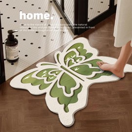 Alfombra de baño con diseño de animales de mariposa, divertida alfombra antideslizante para decoración de tina, súper absorbente, lavable a máquina, de secado rápido, para tina, ducha, recámara