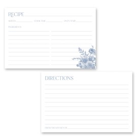 InvitationHouse Blue Vintage Floral Recipe Cards - Set of 48