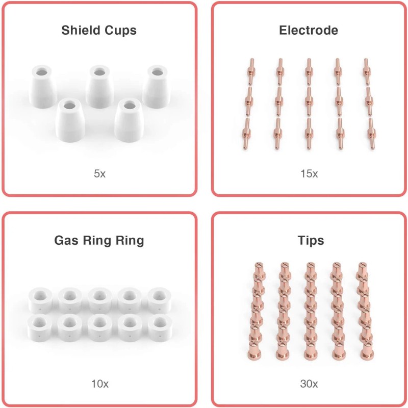 tooliom 60 Pcs Plasma Cutting Consumables Fit Cut 40 50