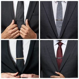 Wynameleri Tie Clips for Men, 8 Pcs Mens Tie Bars Pinch Clip Set Business Shirt Necktie Parts T0308010