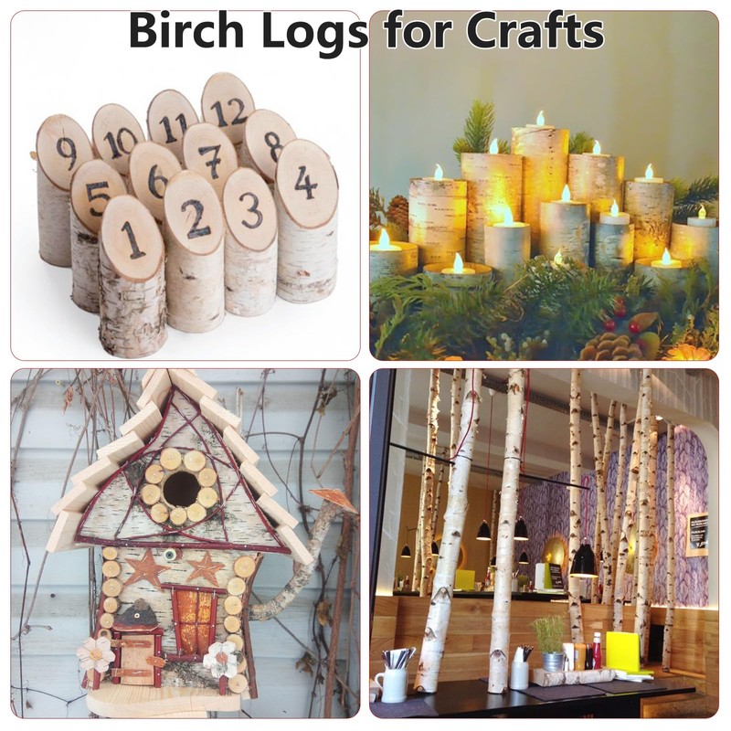 8 Pack Birch Logs for Fireplace Decor Crafts Versatile Unfinished
