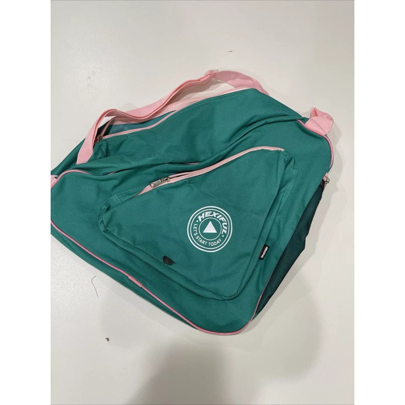 Hexiful Skate Bag Green/Pink Carrying Ice Skates Online Skates Roller