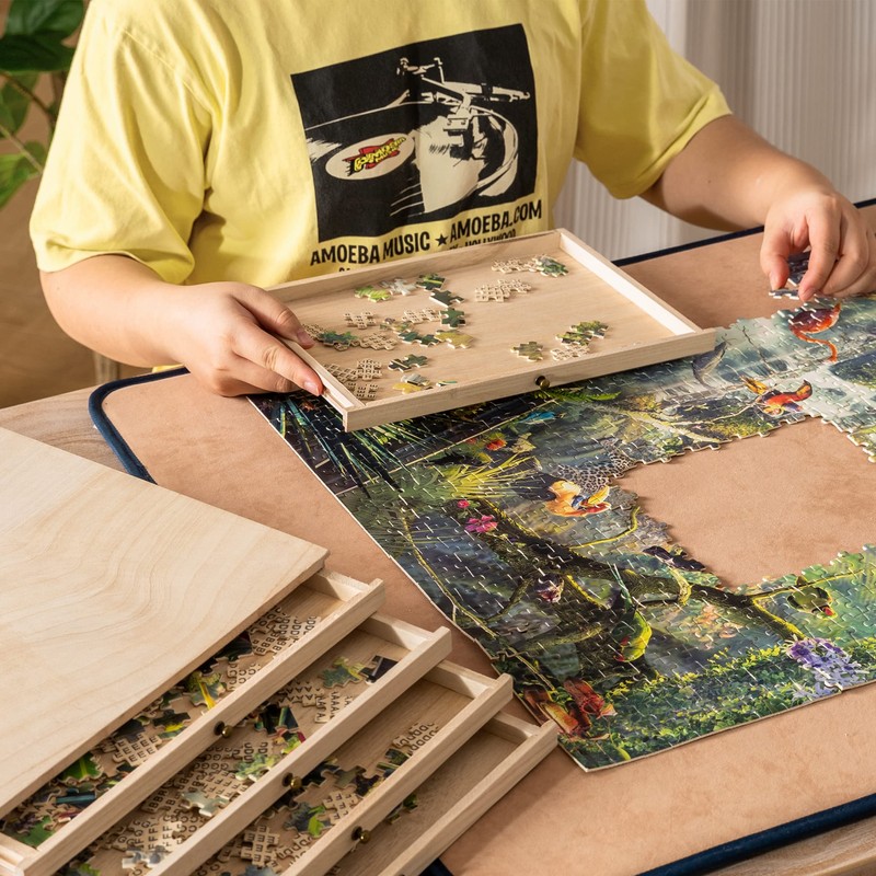 Becko US Wooden Puzzle Sorting Trays with Sliding Drawer Design,