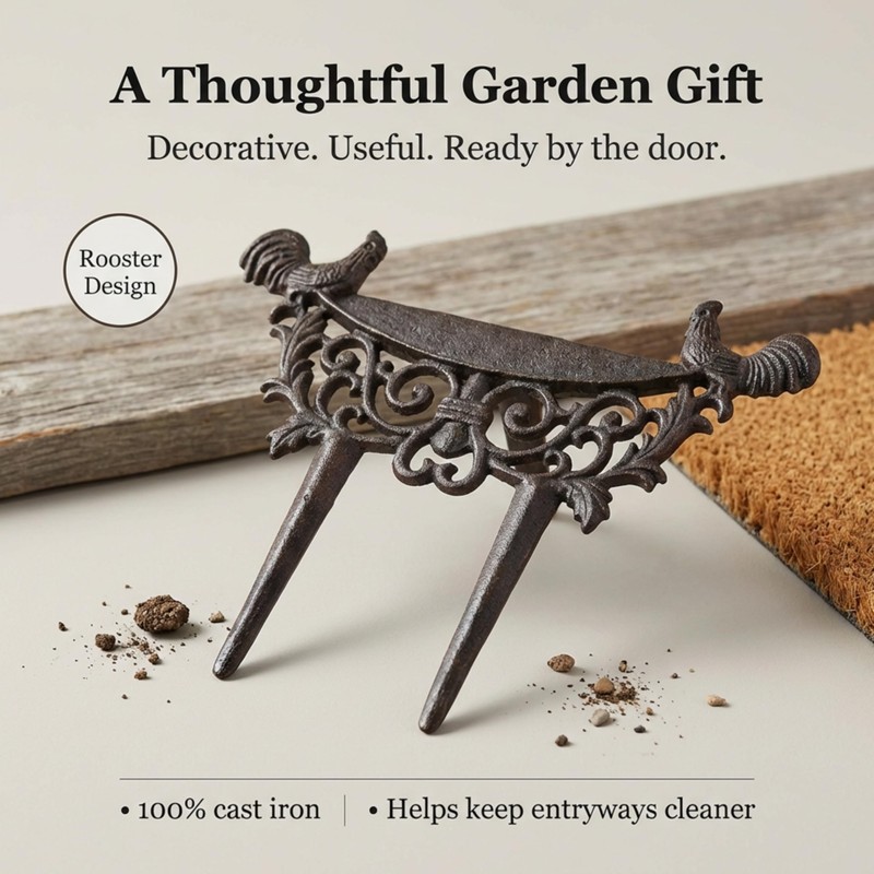 Lulu Decor, Cast Iron Garden Boot Scraper, Solid Decorative Design