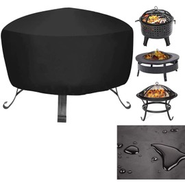 Dynamicoz Fire Pit Cover,Waterproof And Weatherproof Heavy Duty Round Fire Pit/Table Cover Anti-UV Heavy Duty Gas Firepit Furniture Table Covers