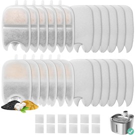 Cat Water Fountain Filter, Set of 12, Replacement Filter, Pet Water Filter, Activated Carbon Filter, 6-Layer Filter, FEELNEEDY 4L Cordless for Cats, Dogs, Automatic Water Filters