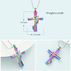 QGJNSGC Cross Urn Necklace for Ashes Butterfly Cremation Jewelry Ashes Pendant for Human Women Girl Pets Memorial Ash Jewelry