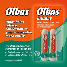 Olbas Nasal Inhaler 695mg Duo Pack for Congestion Relief and Refreshing Aroma