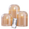 volnyus Gold Glass Flameless Candles with Remote Battery Operated Flickering