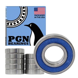 PGN (10 Pack) 6002-2RS Bearing - Lubricated Chrome Steel Sealed Ball Bearing - 15x32x9mm Bearings with Rubber Seal & High RPM Support
