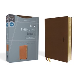 NIV, Thinline Bible, Compact, Leathersoft, Brown, Red Letter, Comfort Print