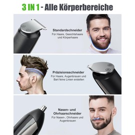Barttrimmer Herren,Haarschneidemaschine All-in-1 Bartschneider herren,Rasierer Herren Elektrisch,120 Min Laufzeit,23 LäNgeneinstellungen(0.8-12mm),Wasserdicht,für Schnurrbart,Kopf,Intimbereich,Nase