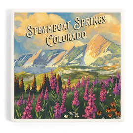 Steamboat Springs, Colorado, Flatirons, Oil Painting (Absorbent Ceramic Coaster, Single, Cork Back, Kitchen Table Decor)